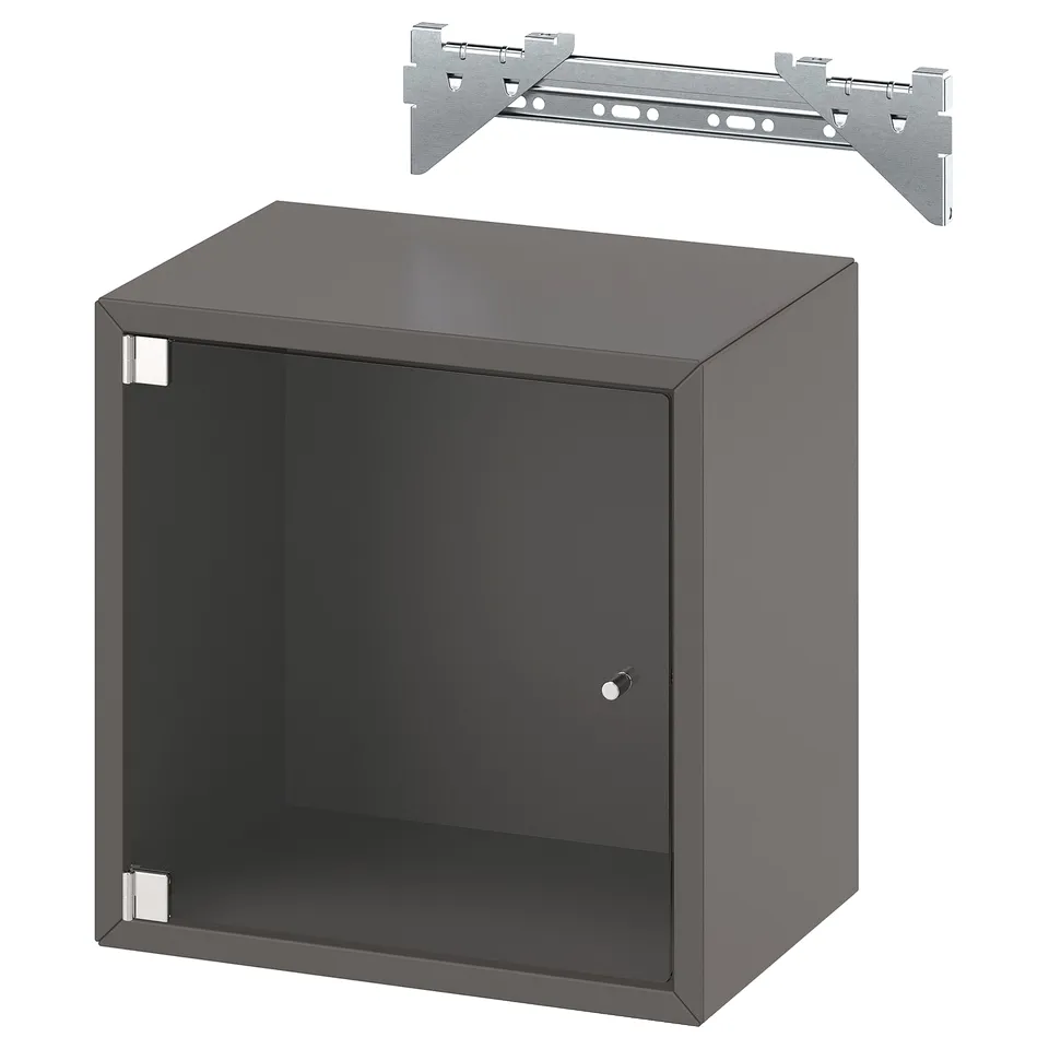 EKET Wall cabinet with glass door, dark grey, 35x25x35 cm