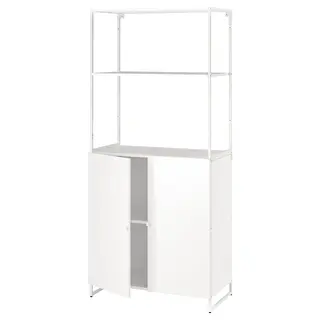 JOSTEIN shelving unit with doors, in/outdoor/white, 81x44x180 cm