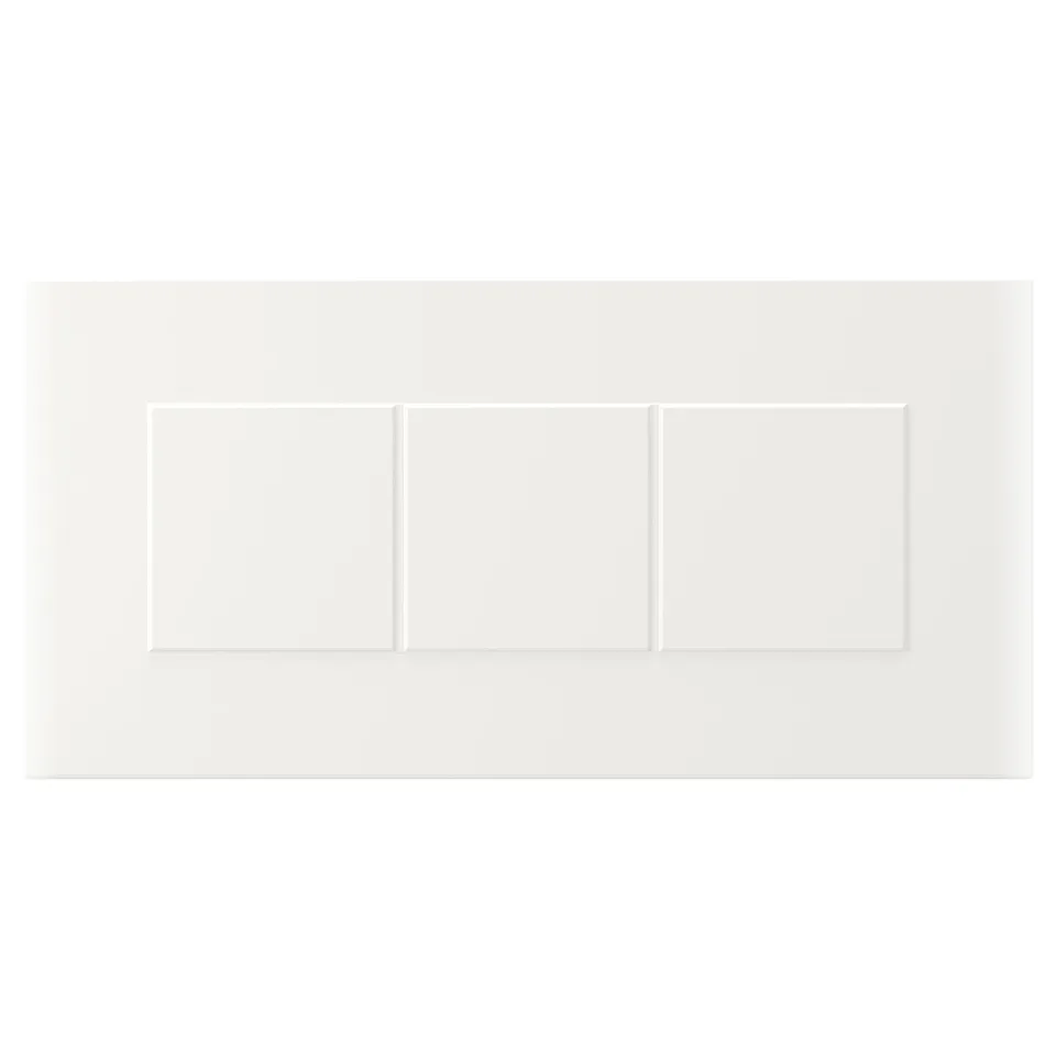 White STENSUND cabinet with framed, grooved panels, lacquered surface.