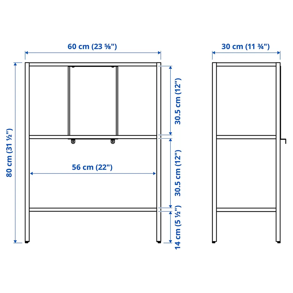 Illustration with measurements for the product: BAGGEBO.