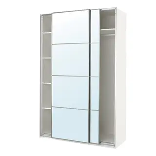 PAX / AULI wardrobe with sliding doors, white/mirror glass, 150x66x236 cm