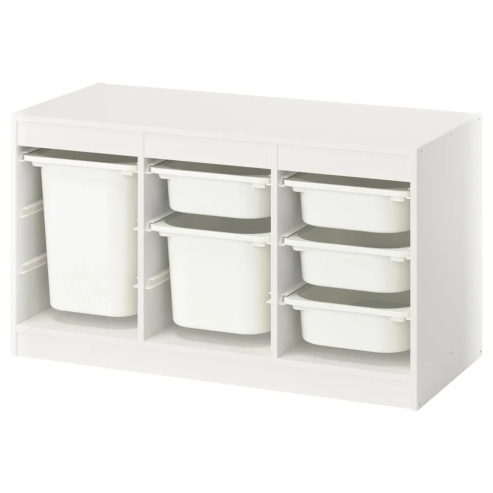 TROFAST Storage combination with boxes, white/white, 99x44x56 cm