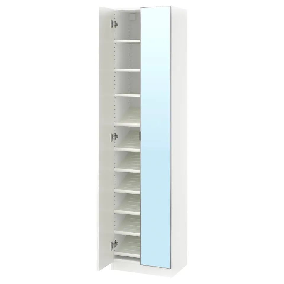 PAX / FORSAND/ÅHEIM Wardrobe combination, white white/mirror glass, 50x38x201 cm