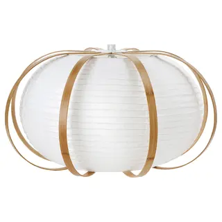 TAGGTOFS pendant lamp shade, white/bamboo, 67 cm