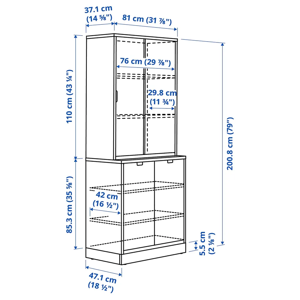 Illustration with measurements for the product: TONSTAD.