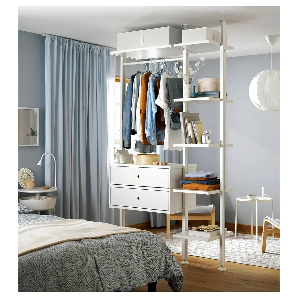 ELVARLI Wardrobe combination, white, 135x51x222-350 cm