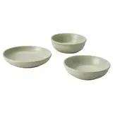 MOSSMAL plate/bowl set of 3, dot pattern/light green
