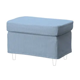 STRANDMON slipcover for footstool, Sjölyckan dark blue/beige stripe pattern