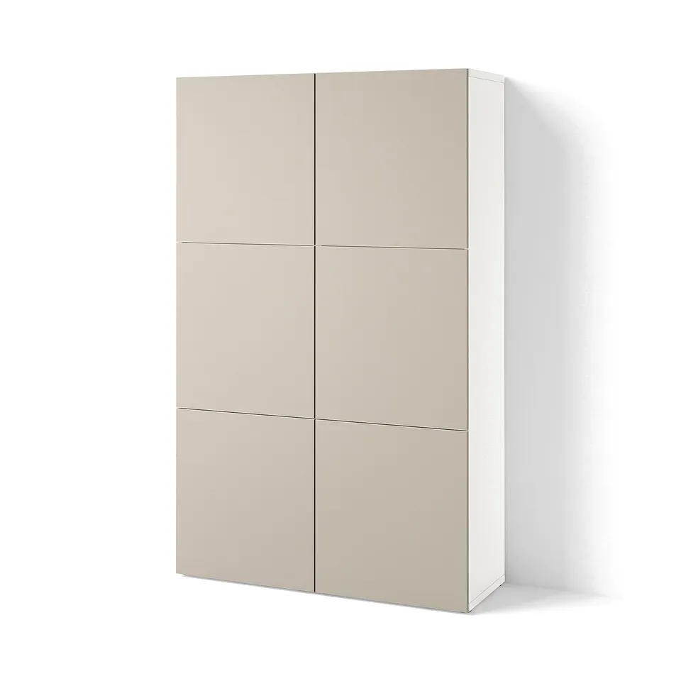 BESTÅ Storage combination with doors, white/Lappviken light grey-beige, 120x42x193 cm