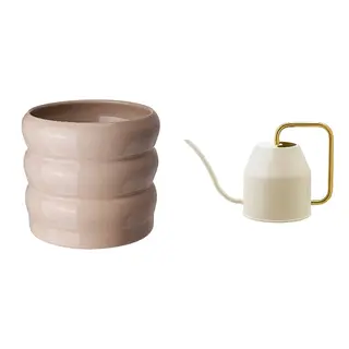 HASSELBUKETT/VATTENKRASSE set: plant pot + watering can