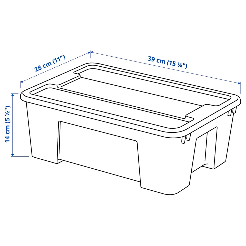 SAMLA Box with lid, transparent, 39x28x14 cm/11 l