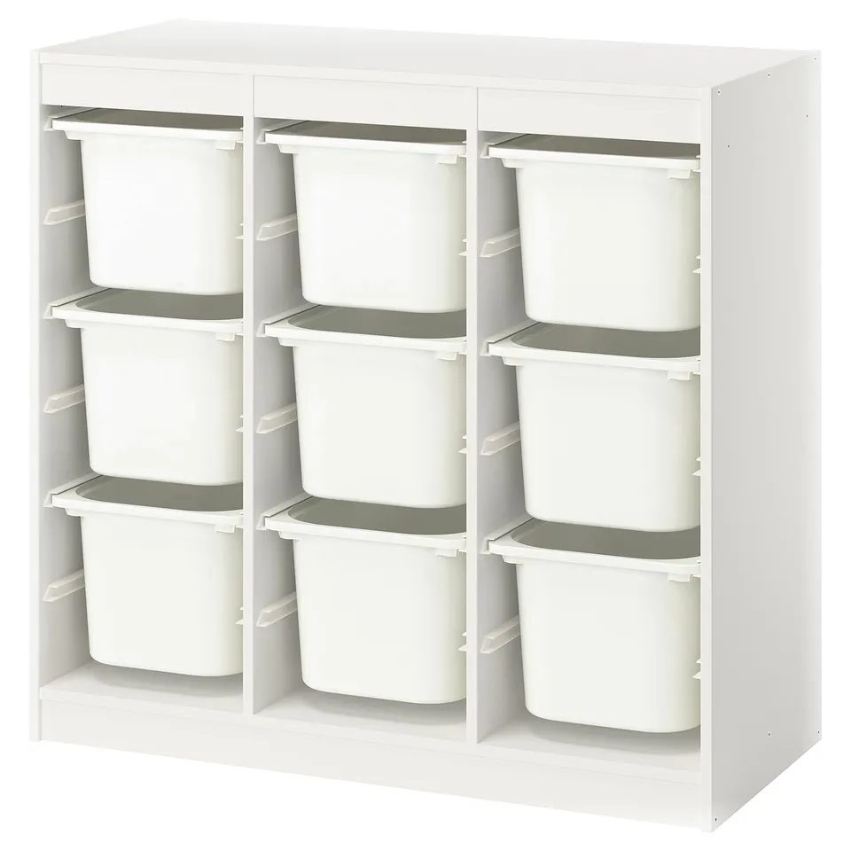 TROFAST Storage combination with boxes, room divider/white white, 99x44x95 cm