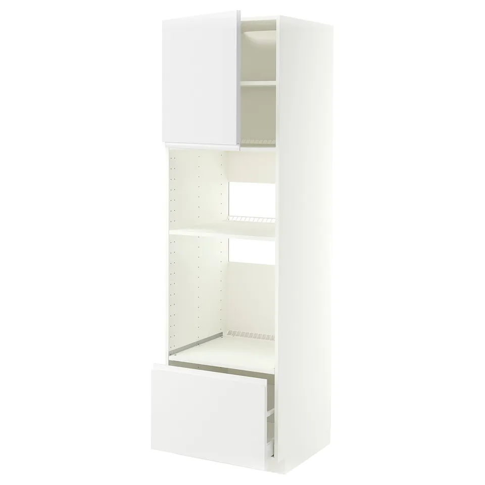 METOD / MAXIMERA High cabinet f built-in appliances, white/Voxtorp matt white, 60x60x200 cm