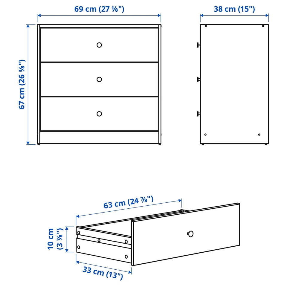 part: GURSKEN chest of 3 drawers