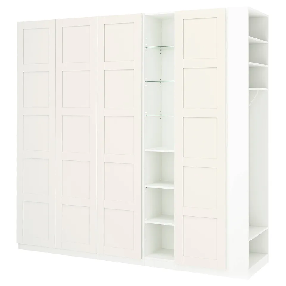 PAX / BERGSBO Wardrobe combination, white white/white, 255x60x236 cm