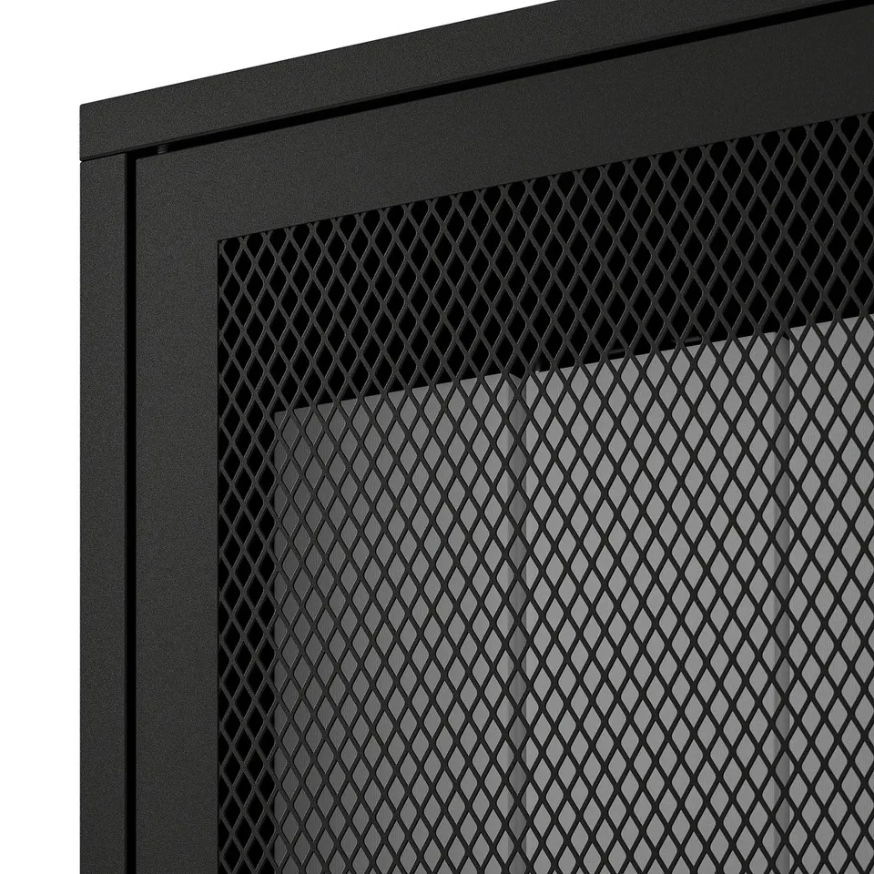 Closeup of IVAR cabinets sturdy mesh door, showcasing quality steel and powder coating.