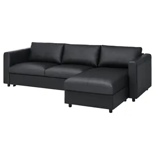 VIMLE 3-seat sofa-bed with chaise longue, Grann/Bomstad black, Width 271 x Depth 98 cm