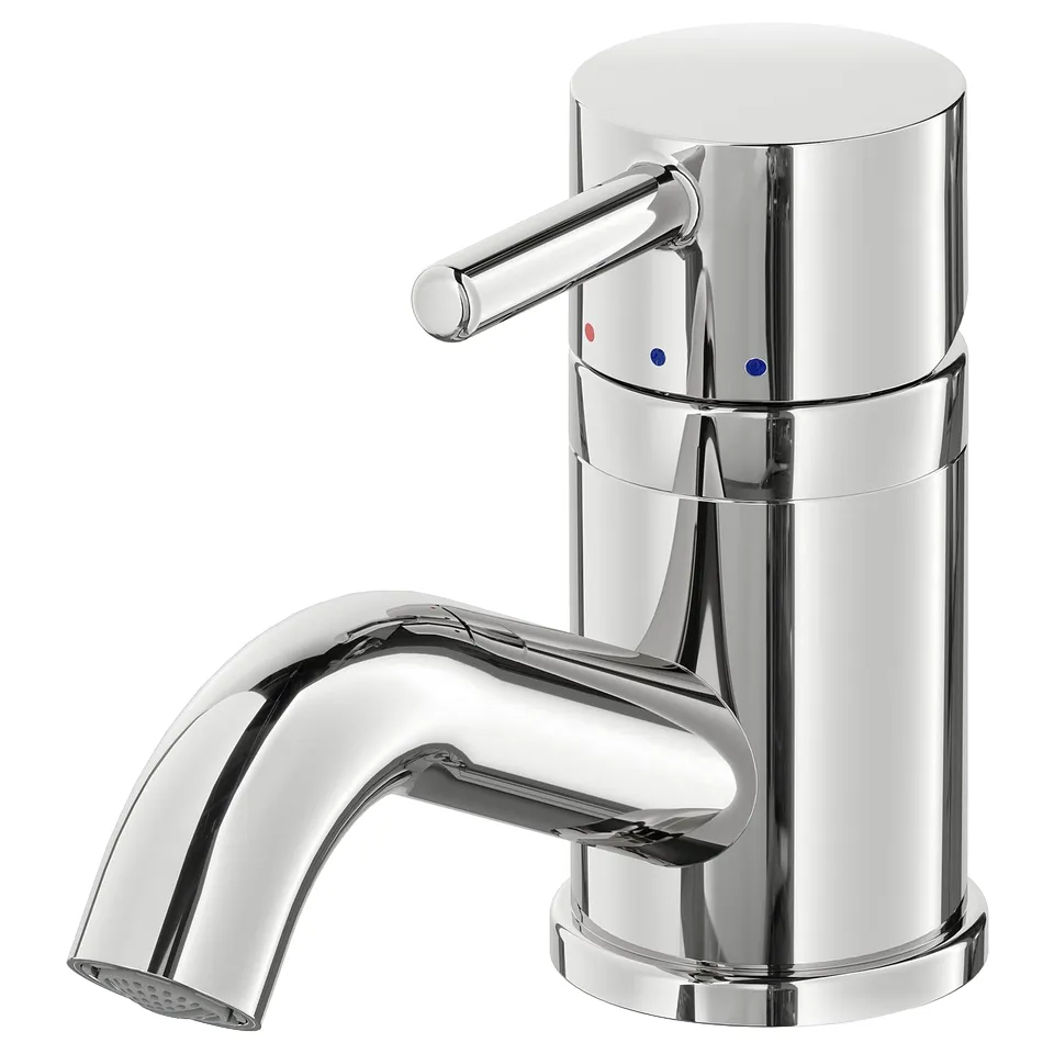 A chrome-plated chrome PILKÅN tap, featuring a modern cylindrical design with a long handle and a curved spout.