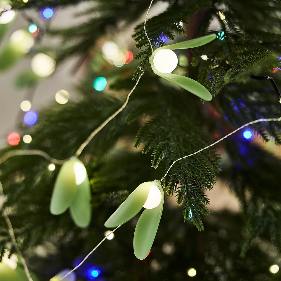 STRÅLA LED lighting chain, mistletoe battery-operated/green, 2.80 m