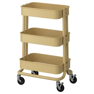 RÅSKOG trolley, beige-yellow, Height 61 x Length 28 x Width 38 cm