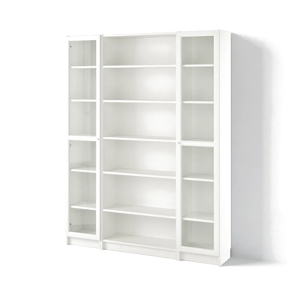 BILLY / OXBERG Bookcase combination w glass doors, white, 160x202 cm