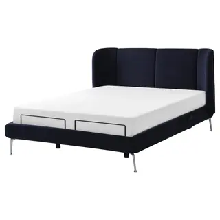 TUFJORD upholstered bed frame, with electric adjustable bed base/Tallmyra black-blue, Length 226 x Width 174 cm