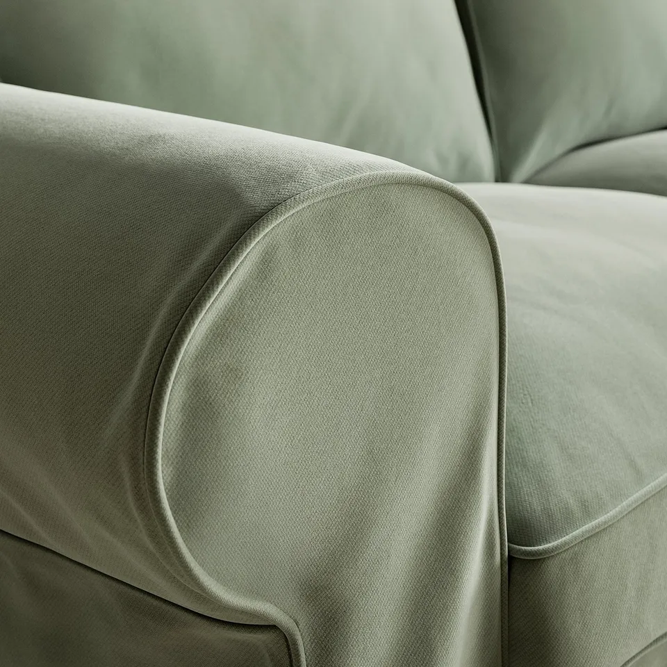 EKTORP Armchair and footstool, Hakebo grey-green