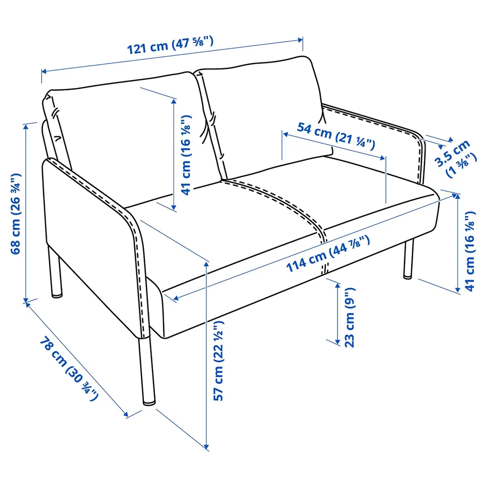 Illustration with measurements for the product: GLOSTAD.