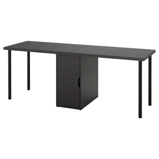 LAGKAPTEN / ALEX desk, black-brown/black, 200x60 cm