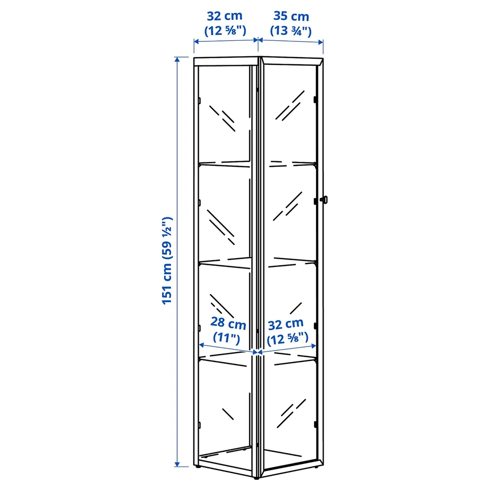 Illustration with measurements for the product: BLÅLIDEN.