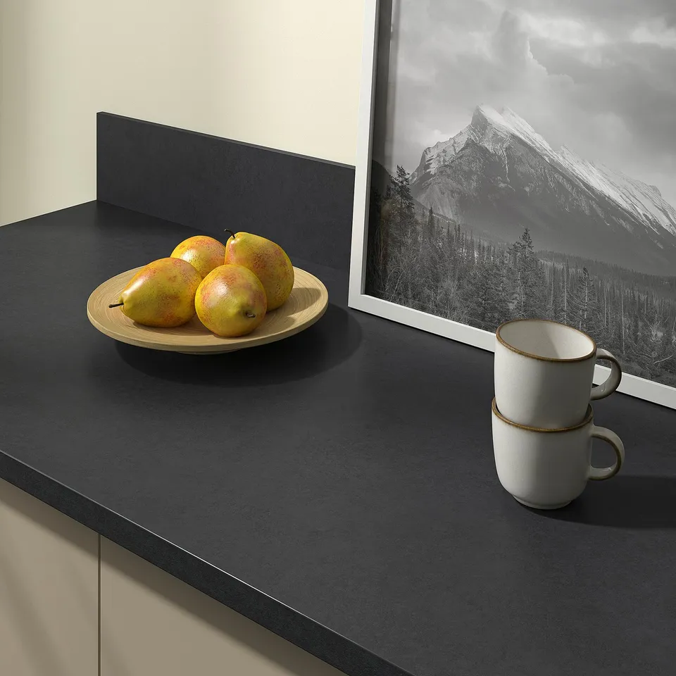 EKBACKEN Worktop, black/laminate, 186x2.8 cm