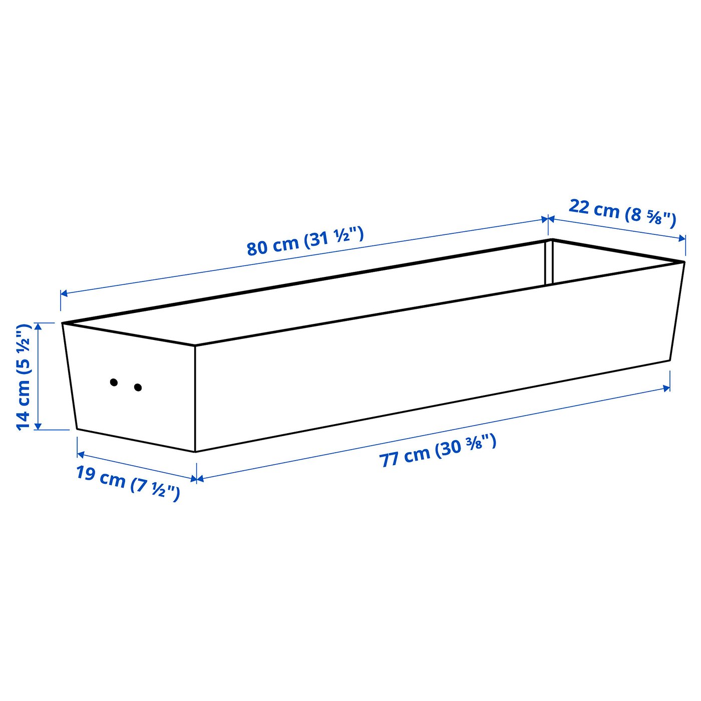 Illustration with measurements for the product: MITTZON.