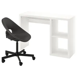 KALLAX / ELDBERGET desk and chair, white/dark grey black