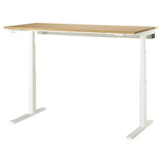 MITTZON desk sit/stand, electric oak veneer/white, Width 160 x Depth 80 cm