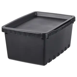 UPPSNOFSAD storage box with lid, black, Height 12 x Length 25 x Width 17 cm