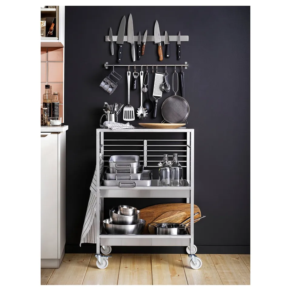KUNGSFORS Kitchen trolley, stainless steel, 60x40 cm