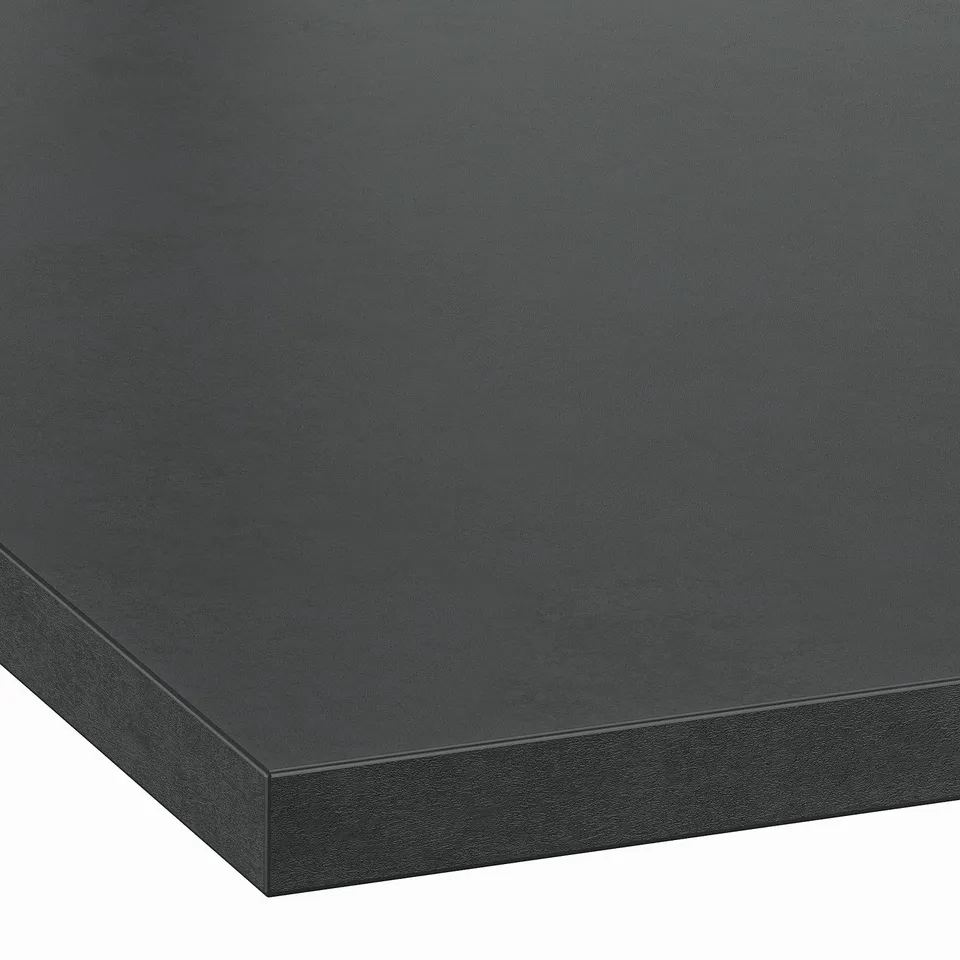 Dark grey laminate worktop, smooth & durable.