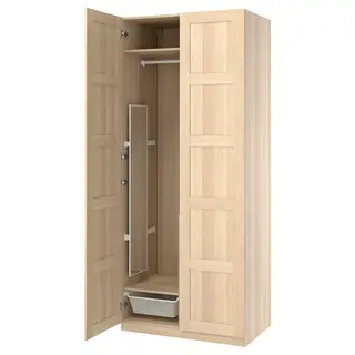 PAX / BERGSBO wardrobe combination, white stained oak/white stained oak, 100x60x236 cm