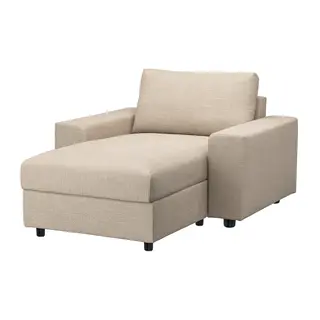 VIMLE chaise longue, with wide armrests/Hillared beige, Width 125 x Depth 164 cm