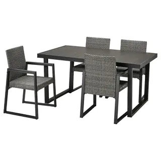 VÄRMANSÖ table+4 chairs, outdoor, dark grey/dark grey, 161 cm