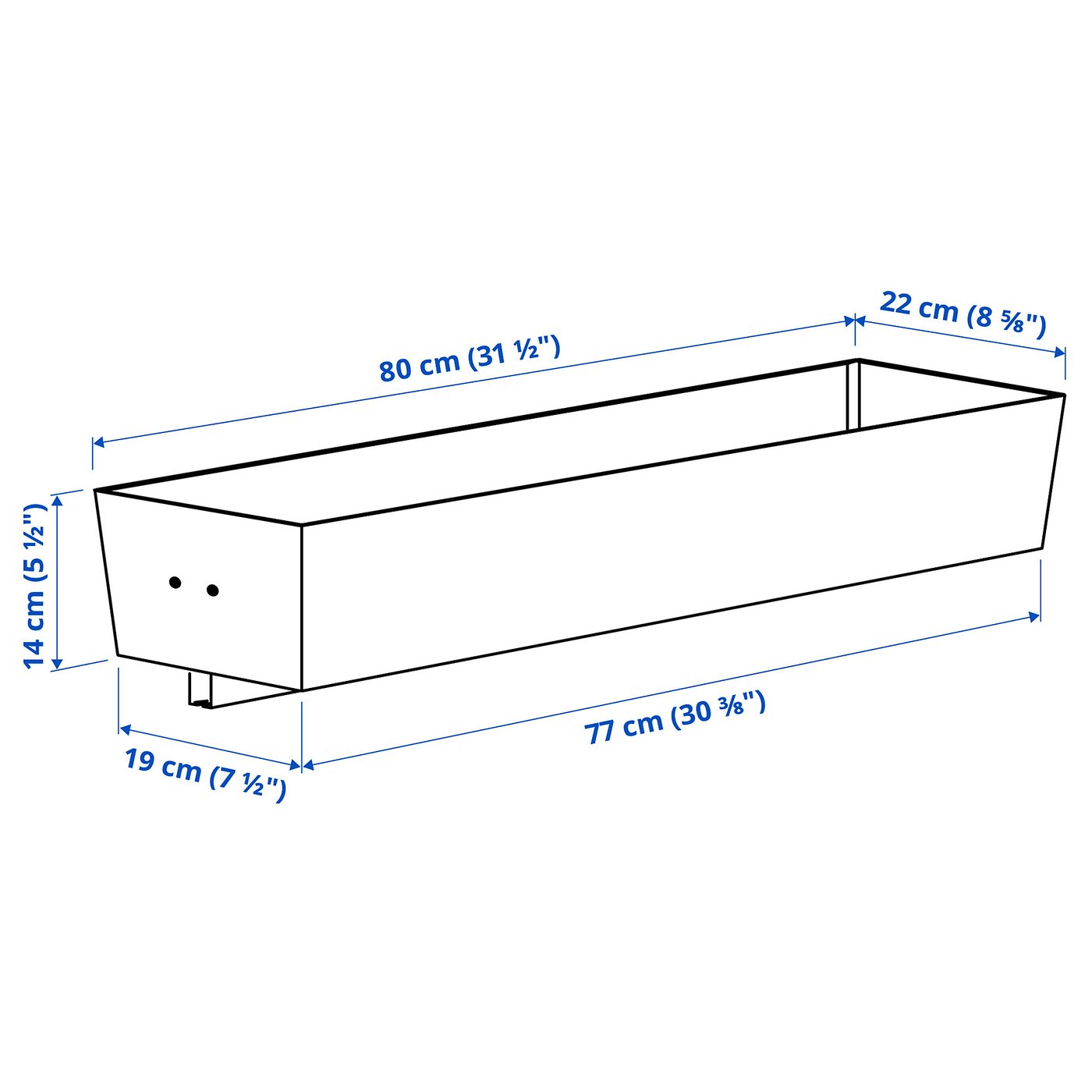 Illustration with measurements for the product: MITTZON.