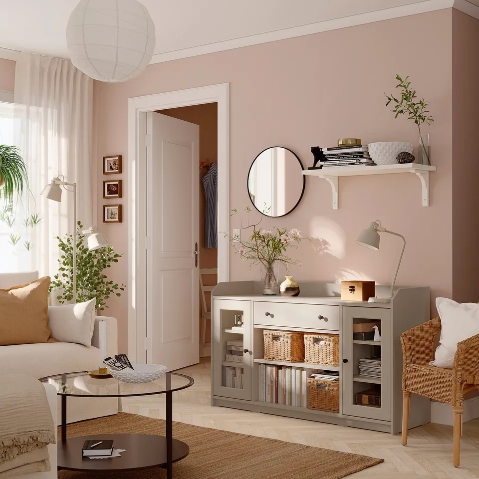 HAUGA Sideboard, beige, 140x46x84 cm