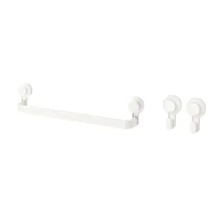 TISKEN set: towel rack with suction cup + hook with suction cup