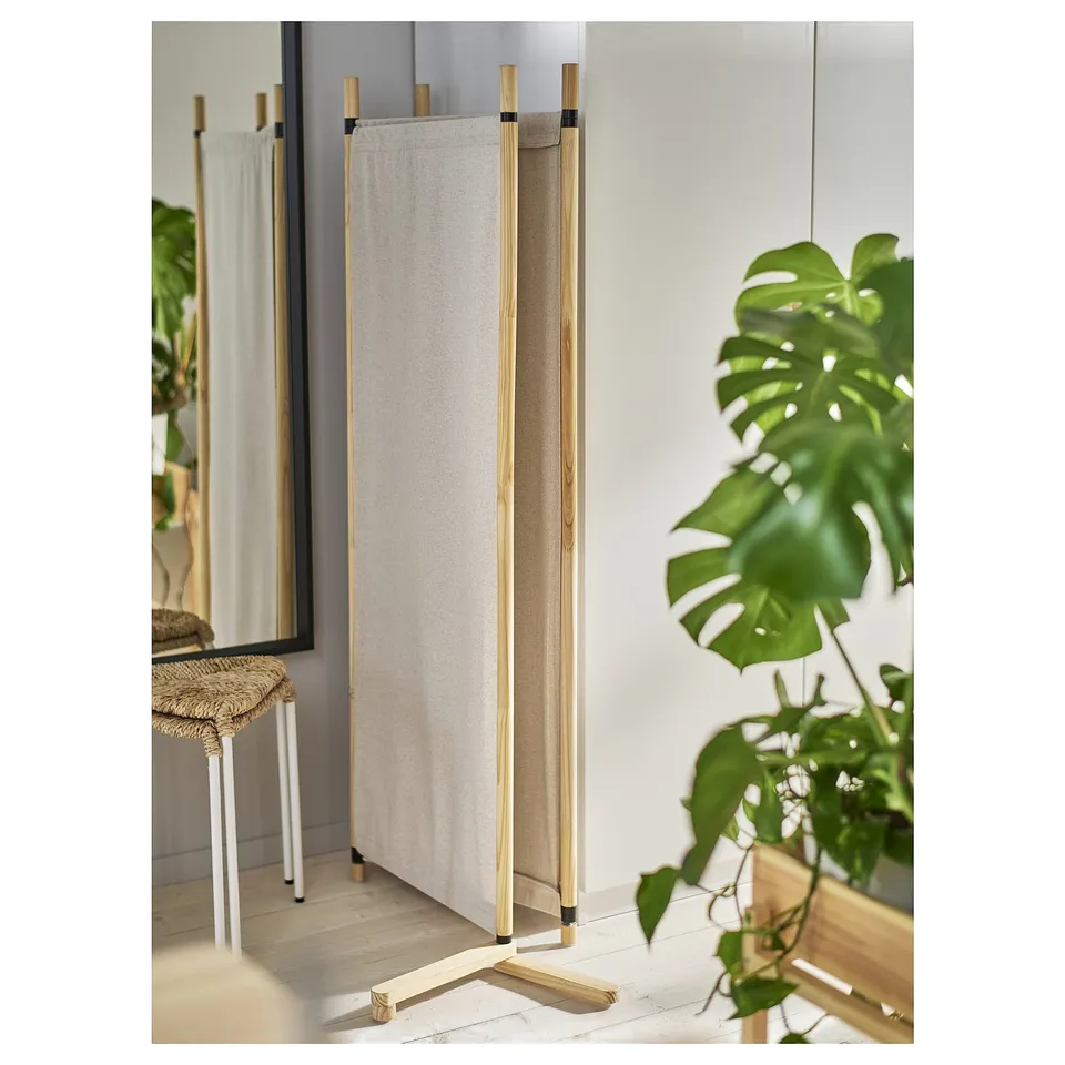 GLAMBERGET Room divider, pine/Katorp beige, 150x150 cm
