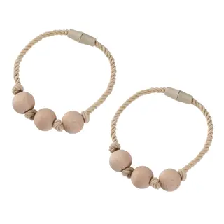 TRUBBRYUM magnetic curtain tie-back, beige/beech