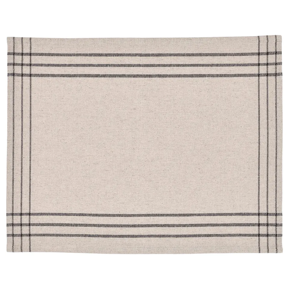 VÅRARV place mat, beige with black stripes, rectangular, woven cotton and jute.