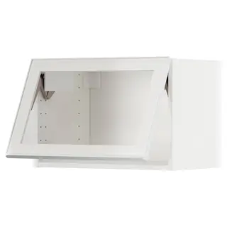 METOD wall cab horizontal w glass door, white/Hejsta white clear glass, 60x37x40 cm