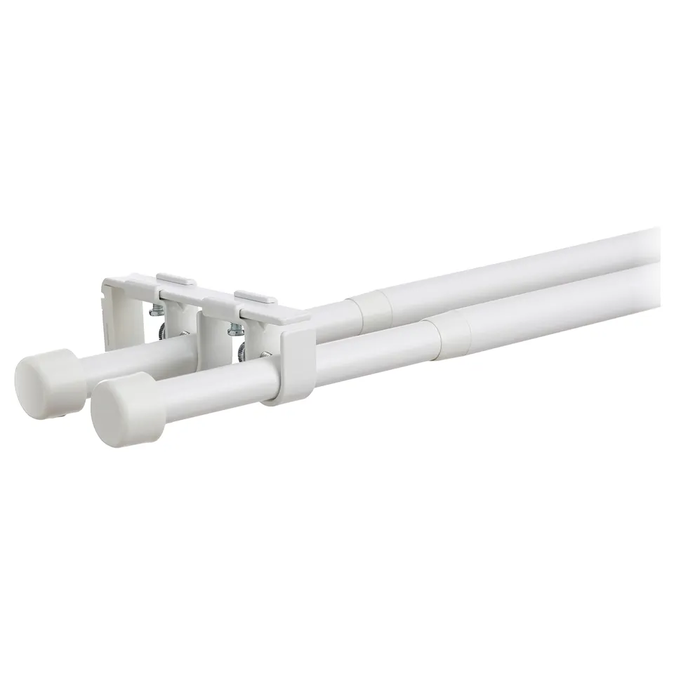 BEKRÄFTA curtain rod set, white, metal & plastic, adjustable.