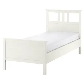 HEMNES bed frame with mattress, white stain/Åkrehamn firm, 90x200 cm