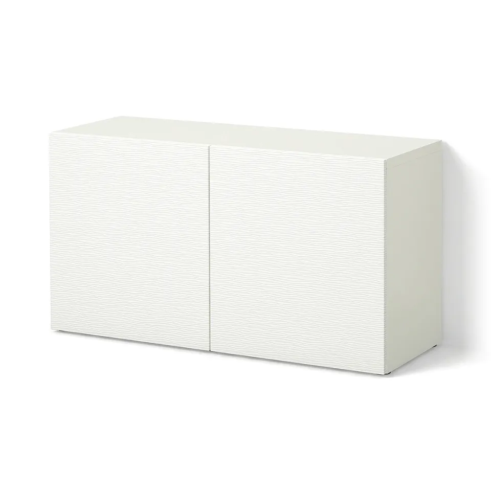 BESTÅ Shelf unit with doors, Laxviken white, 120x42x64 cm
